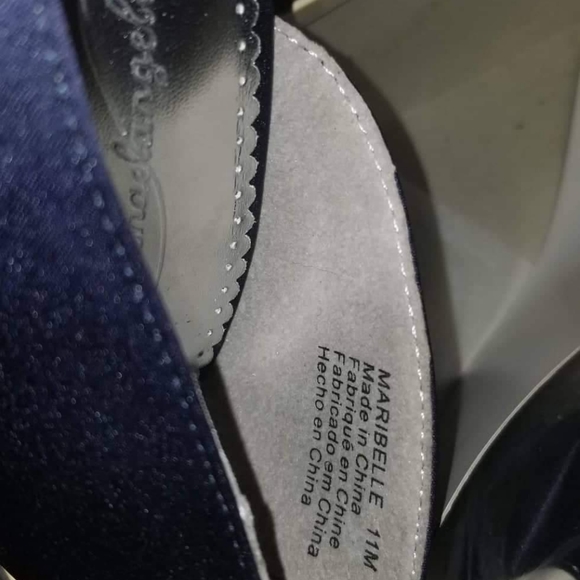 Dyeable  Marine Blue Satin Platform Peep Toe - Picture 3 of 3